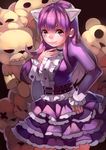  annie_hastur bad_id bad_pixiv_id dress highres league_of_legends long_hair pink_eyes pink_hair smile stuffed_animal stuffed_toy teddy_bear tibbers zi_lai_juan 