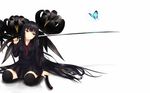  black_hair katana long_hair noririn original red_eyes seifuku sword thighhighs weapon 