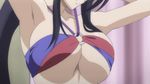  1girl animated animated_gif bikini_top bouncing_breasts bra breasts high_school_dxd himejima_akeno large_breasts long_hair lowres purple_eyes smile solo 