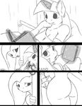  anthro anthrofied black_and_white blush book butt clothing comic duo equine female fluttershy_(mlp) friendship_is_magic hair horn horse inside magic mammal monochrome my_little_pony pony suirano twilight_sparkle_(mlp) unicorn 