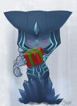  1girl blue_skin chibi christmas covered_eyes gift helmet helmet_over_eyes ice league_of_legends lissandra solo steve_parker 