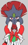  anthro christmas cute gift hair holidays looking_at_viewer nintendo pok&#233;mon pok&eacute;mon red_eyes red_hair solo soothe_bell teckworks video_games weavile 