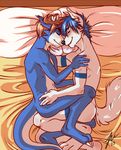  bed canine cuddling cute digimon duo gay holding jacqumo lying male mammal mates nude on_side pillow romantic sleeping 