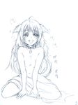  animal_ears bad_id bad_pixiv_id breasts collar long_hair medium_breasts monochrome nora_wanko nude simple_background sitting sketch smile solo tail tongue tongue_out very_long_hair white_background 