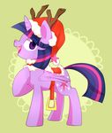  aosion christmas cutie_mark equine female feral friendship_is_magic fur hair hat holidays horn horse long_hair mammal multi-colored_hair my_little_pony open_mouth pony purple_eyes purple_hair saddle santa_hat smile solo tongue twilight_sparkle_(mlp) winged_unicorn wings 