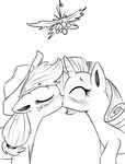  applejack_(mlp) blush cowboy_hat equine friendship_is_magic hat high-roller2108 horn horse kissing mistletoe my_little_pony pony rarity_(mlp) unicorn 