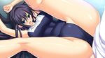  1girl arms_up black_hair blush breasts character_request hair_ornament koi_mo_h_mo_obenkyou_mo_omakase!_oneechan-bu kumatora_tatsumi large_breasts long_hair one-piece_swimsuit open_mouth school_swimsuit spread_legs swimsuit 