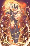  bare_shoulders blonde_hair breasts detached_sleeves fire glowing glowing_eyes highres large_breasts league_of_legends plant solo thorns trombe wildfire_zyra zyra 