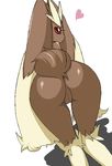  anal anus ass_view brown_fur butt female female_only fluffy_tail fur furry_tail kiriyama_taichi looking_at_viewer looking_back lopunny nintendo nude pok&#233;mon pok&eacute;mon purevil pussy red_eyes short_tail solo video_games 