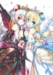 black_wings blonde_hair blue_eyes blush breast_press breasts dark_valkyrie_(p&amp;d) faulds hair_ornament heart heart_hands heart_hands_duo hong_(white_spider) interlocked_fingers long_hair looking_at_viewer medium_breasts multiple_girls open_mouth puzzle_&amp;_dragons red_eyes silver_hair smile symmetrical_docking tiara valkyrie valkyrie_(p&amp;d) vambraces very_long_hair water_valkyrie_(p&amp;d) white_wings wings 