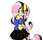  anthrofied clothing costume cyan_eyes equine female flairnightz fluttershy_(mlp) friendship_is_magic fur goth hair horse long_hair makeup mammal my_little_pony pegasus plain_background pony school_uniform schoolgirl schoolgirl_uniform solo two_tone_hair uniform white_background wings yellow_fur 