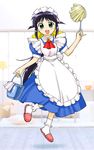  andou_mahoro blue_hair bucket feather_duster green_eyes long_hair mahoromatic maid non-web_source slippers solo 