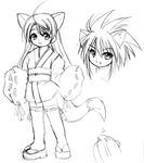  albert_chamomille animal_ears artist_request crossdressing fox_ears greyscale inugami_kotarou japanese_clothes kitsunegi mahou_sensei_negima! monochrome negi_springfield otoko_no_ko sketch tail 