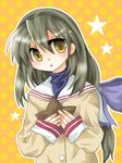  clannad hikarizaka_private_high_school_uniform ibuki_fuuko long_hair school_uniform silver_hair solo starfish tomonoshi yellow_eyes 