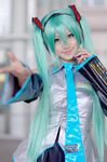  cosplay hatsune_miku hatsune_miku_(cosplay) headphones necktie photo saya saya_(cosplayer) vocaloid 