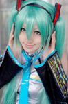  cosplay hatsune_miku hatsune_miku_(cosplay) headphones necktie photo saya saya_(cosplayer) vocaloid 