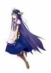  blue_hair boots food fruit hat hinanawi_tenshi leaf long_hair peach ppr red_eyes solo touhou very_long_hair 