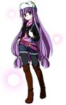  alternate_costume boots casual contemporary crescent hat long_hair pantyhose patchouli_knowledge pilky purple_hair solo thigh_boots thighhighs touhou 