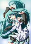  aqua_eyes aqua_hair detached_sleeves hatsune_miku ka2 long_hair necktie skirt solo twintails vocaloid 