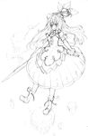  chaotic-unknown graphite_(medium) greyscale highres hinanawi_tenshi long_hair monochrome solo touhou traditional_media 