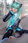  cosplay hatsune_miku hatsune_miku_(cosplay) headphones necktie photo saya saya_(cosplayer) skirt thigh-highs thighhighs vocaloid 