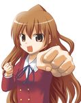  aisaka_taiga brown_eyes brown_hair clenched_hands dune_(artist) long_hair oohashi_high_school_uniform school_uniform solo toradora! 