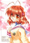  antenna_hair brown_eyes brown_hair clannad furukawa_nagisa hikarizaka_private_high_school_uniform kusumi_ranma school_uniform short_hair solo 