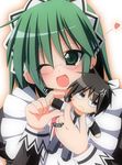  character_doll doll glasses green_eyes green_hair hayate_no_gotoku! kijima_saki maid non-web_source one_eye_closed solo tachibana_wataru 