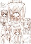  artist_request barasuishou barasuishou_(cosplay) brown chestnut_mouth cosplay kirakishou kirakishou_(cosplay) minami-ke minami_chiaki minami_haruka minami_kana minami_touma monochrome multiple_girls rozen_maiden shinku shinku_(cosplay) sketch souseiseki souseiseki_(cosplay) suiseiseki suiseiseki_(cosplay) 