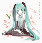  aqua_eyes aqua_hair bad_id bad_pixiv_id detached_sleeves hatsune_miku headset ikazuchi_miruku long_hair necktie sitting skirt solo spring_onion thighhighs twintails very_long_hair vocaloid zettai_ryouiki 