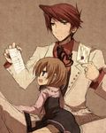  1girl child cousins lowres orange_hair red_hair suzushiro_kurumi umineko_no_naku_koro_ni ushiromiya_battler ushiromiya_maria 