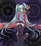  bad_id bad_pixiv_id bikkuameron blue_hair boots cape crossed_legs crown detached_sleeves hatsune_miku headset long_hair necktie sitting skirt solo thigh_boots thighhighs twintails very_long_hair vocaloid 