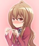  aisaka_taiga bad_id bad_pixiv_id blush brown_eyes brown_hair laco_soregashi long_hair oohashi_high_school_uniform school_uniform solo toradora! 