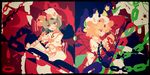  bat bat_wings blonde_hair blood blue_hair bow chain crystal flandre_scarlet hat highres hijiri_(xxhizirixx) multiple_girls open_mouth red_eyes remilia_scarlet ribbon short_hair siblings side_ponytail sisters touhou wings 