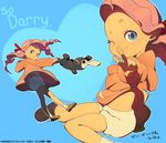  bloomers blue_eyes child darry_adai gainaxtop official_art one_eye_closed pink_hair ponytail stuffed_toy tengen_toppa_gurren_lagann underwear v 