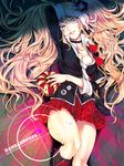  blue_eyes breasts choker cleavage crown danganronpa danganronpa_1 enoshima_junko iria_(yumeirokingyo) legs lips long_hair medium_breasts necktie pink_hair skirt sleeves_rolled_up solo spoilers 