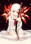  katana long_hair noririn original red_eyes school_uniform serafuku solo sword weapon white_hair 