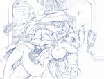  areola big_breasts breasts bucky_o&#039;hare bucky_o'hare canine cat christmas crossover digimon dildo english_text erect_nipples feline female fox holidays imminent_sex jenny lesbian mammal navel nipples nude renamon sex_toy text yawg 