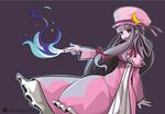  bad_id bad_pixiv_id chameleon_man_(three) fire flame hat long_hair open_mouth patchouli_knowledge purple_eyes purple_hair ribbon touhou 