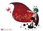  antennae bad_id bad_pixiv_id bug butterfly cape chameleon_man_(three) darkness flat_color green_eyes green_hair insect ribbon short_hair spider touhou wriggle_nightbug 