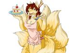  apron brown_hair cake canine f4814n female food fox fur hair mammal plate solo yellow_fur 