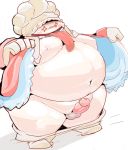  balls belly blush breasts chef_hat clothed clothing deep_navel dickgirl erection final_fantasy final_fantasy_ix hat intersex not_furry overweight pants_down partially_clothed penis presenting presenting_penis quina_quen raised_shirt simple_background smile square_enix takotyutyu thick_thighs tongue video_games white_background 