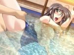  1boy 1girl binetsu_kyoushi_cherry breasts breasts_outside brown_hair game_cg happy_sex hase_chieri koikawa_kouta large_breasts long_hair nipples no_bra nude partially_submerged penis pool public pussy sex sweat swimsuit teacher_and_student thigh_grab uncensored underwater_sex vaginal wet yamane_masahiro zyx 