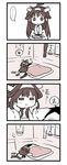  1girl 4koma admiral_(kantai_collection) ahoge comic detached_sleeves double_bun hair_ornament hairband headgear japanese_clothes kantai_collection kongou_(kantai_collection) long_hair lr_hijikata military military_uniform monochrome naval_uniform nontraditional_miko the_yuudachi-like_creature uniform 