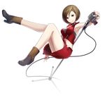  brown_eyes brown_hair full_body ixima meiko meiko_(vocaloid3) microphone microphone_stand nail_polish official_art short_hair transparent_background vocaloid 