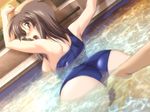  1boy 1girl ass binetsu_kyoushi_cherry breasts breasts_outside brown_hair fingering functionally_nude game_cg hase_chieri koikawa_kouta large_breasts long_hair looking_back nipples no_bra pool public pussy sweat swimsuit teacher_and_student uncensored underwater_sex wet yamane_masahiro zyx 
