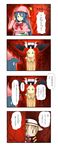  3girls 4koma anger_vein bat_wings blonde_hair blue_hair bucket comic cosplay elly green_eyes hat highres kazami_yuuka kazami_yuuka_(cosplay) kazami_yuuka_(pc-98) kurumi_(touhou) mahou_shoujo_madoka_magica multiple_girls nightcap ninifu saya saya_no_uta sweatdrop tears tomoe_mami touhou touhou_(pc-98) translated wings yellow_eyes |_| 