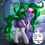  absurd_res blush butt equine female friendship_is_magic green_eyes green_hair hair hi_res horse legwear looking_back mammal mane-iac_(mlp) my_little_pony nurse nurse_hat nurse_uniform pony solo stockings ziemniax 