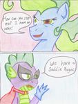  blue_fur cardstock comic dialog duo english_text equine female friendship_is_magic fur hair horse humdrum_(mlp) male mammal mane-iac_(mlp) my_little_pony pony power_ponies_(mlp) smile spike_(mlp) super_hero text the1king two villain villainous 