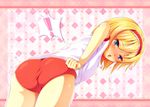  alice_margatroid blonde_hair blue_eyes blush gym_uniform headband short_hair tagme_(artist) touhou 